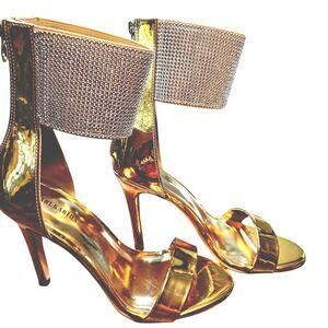 Carlkarida 7.5 Gold Rhinestone High Heel Pump Women's Shoe 7 1/2